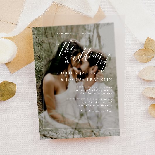 シンプル台本の書道優雅な結婚式 アクリル招待状