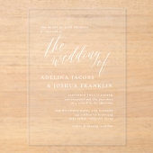 シンプル台本の書道優雅な結婚式 アクリル招待状 (正面)