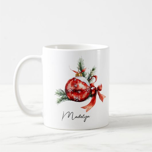 シンプル台本の水彩クリスマス装飾 コーヒーマグカップ (左)