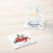 シンプル台本の水彩クリスマス装飾 スクエアペーパーコースター (インサイチュ)