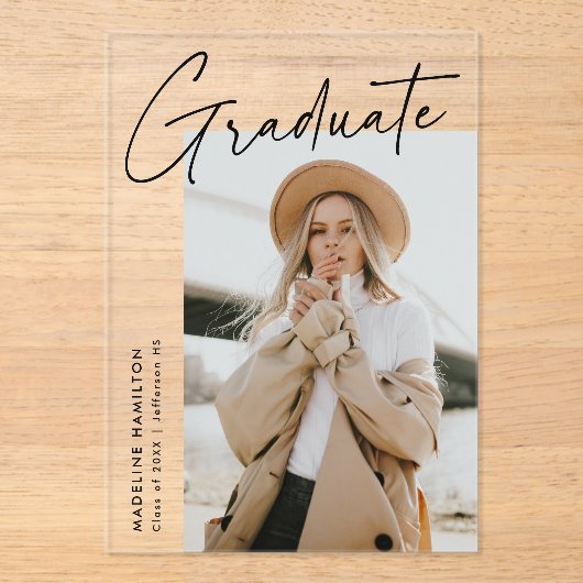 シンプル台本アクリル卒業発表 アクリル招待状 (正面)