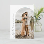 シンプル台本アーチ結婚休日の発表 サンキューカード (スタンド正面)