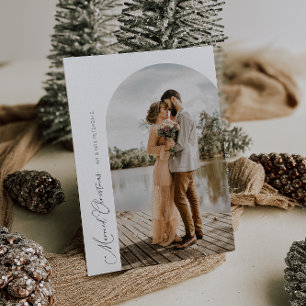 シンプル台本アーチ結婚休日の発表 サンキューカード