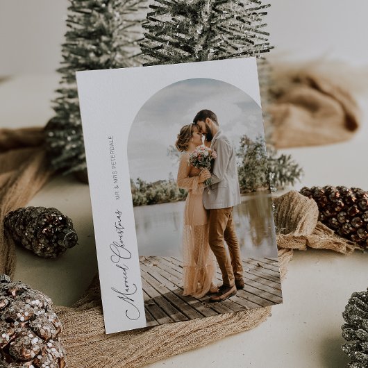 シンプル台本アーチ結婚休日の発表 サンキューカード