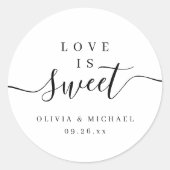 シンプル台本エレガント愛は甘い結婚式の引き出物 ラウンドシール (正面)