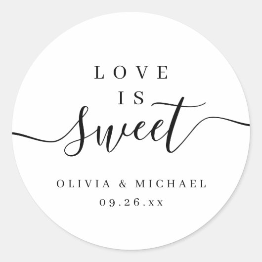 シンプル台本エレガント愛は甘い結婚式の引き出物 ラウンドシール (正面)