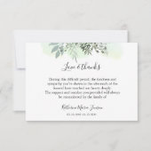 シンプル台本グリーン悔やみや弔慰葬儀 サンキューカード (正面)