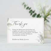 シンプル台本グリーン悔やみや弔慰葬儀 サンキューカード (スタンド正面)