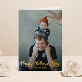 シンプル台本フォトハッピーお父さんの日実在 箔グリーティングカード