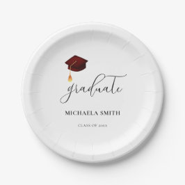 シンプル台本マルーン高校卒業生 ペーパープレート