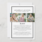 シンプル台本大学院写真赤卒業 案内状 (裏面)