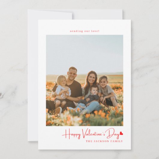 シンプル台本赤いハートバレンタインカード写真 招待状 (正面)