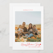 シンプル台本赤いハートバレンタインカード写真 招待状 (正面/裏面)