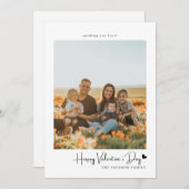 シンプル台本黒ハートバレンタインカード写真 招待状 (正面/裏面)