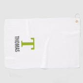 シンプル名とモノグラムイニシャルパーソナライズされた ゴルフタオル (横)