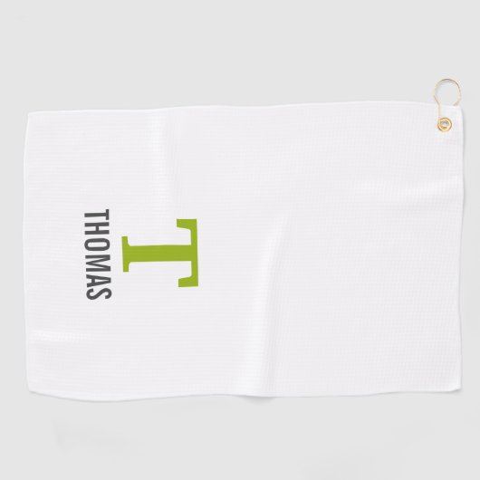 シンプル名とモノグラムイニシャルパーソナライズされた ゴルフタオル (横)