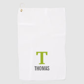 シンプル名とモノグラムイニシャルパーソナライズされた ゴルフタオル (正面)