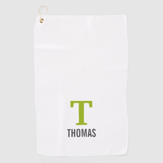 シンプル名とモノグラムイニシャルパーソナライズされた ゴルフタオル (正面)