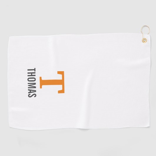 シンプル名とモノグラムイニシャルパーソナライズされた ゴルフタオル (横)