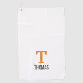 シンプル名とモノグラムイニシャルパーソナライズされた ゴルフタオル (正面)