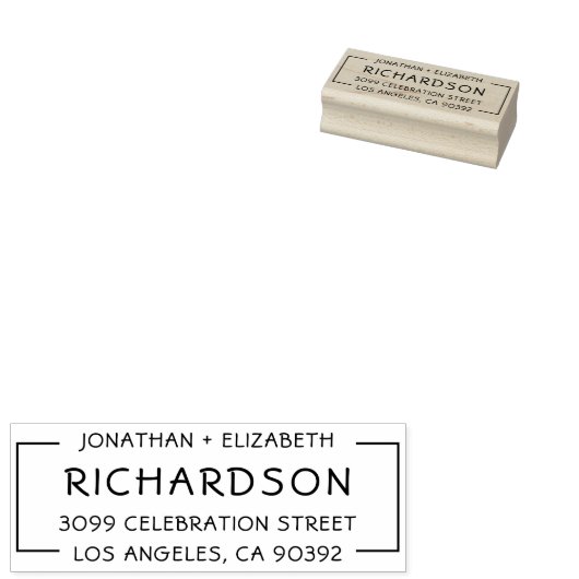 シンプル名と家族結婚名の差出人住所 ラバースタンプ (押印)