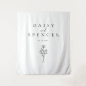 シンプル名と白黒フローラ結婚 タペストリー (正面)