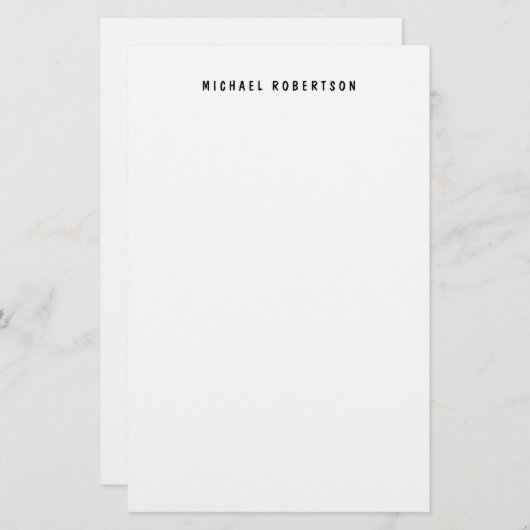 シンプル名のミニマエレガントリスト白黒 便箋 (正面/裏面)