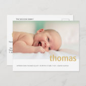 シンプル名はっきりした写真ベビー 案内ポストカード (正面/裏面)