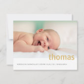 シンプル名はっきりした写真ベビー 案内状 (正面)