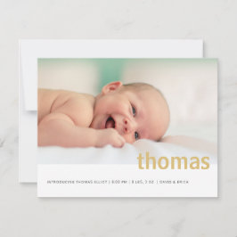 シンプル名はっきりした写真ベビー 案内状