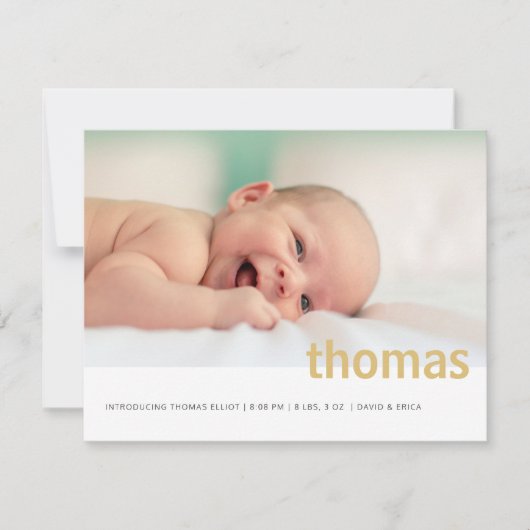 シンプル名はっきりした写真ベビー 案内状 (正面)