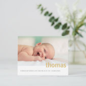 シンプル名はっきりした写真ベビー 案内状 (スタンド正面)