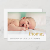 シンプル名はっきりした写真ベビー 案内状 (正面/裏面)