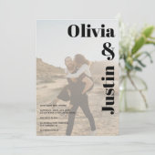 シンプル名はっきりした2枚の写真結婚Qrコード 招待状 (スタンド正面)