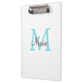 シンプル名を付け加えミニマルるモノグラムピンク赤い投げ クリップボード (左)