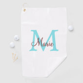 シンプル名を付け加えミニマルるモノグラムピンク赤い投げ ゴルフタオル (インサイチュ)