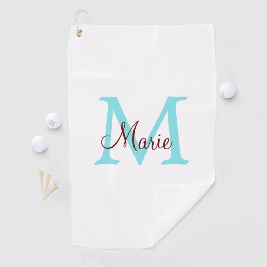 シンプル名を付け加えミニマルるモノグラムピンク赤い投げ ゴルフタオル (インサイチュ)