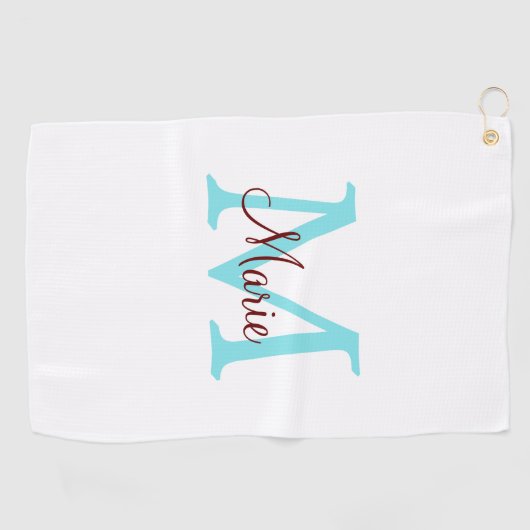 シンプル名を付け加えミニマルるモノグラムピンク赤い投げ ゴルフタオル (横)