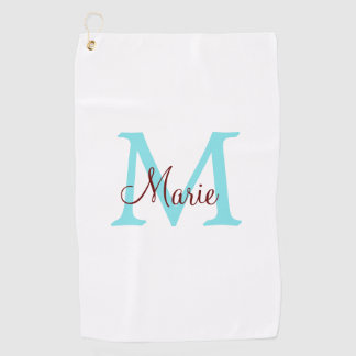 シンプル名を付け加えミニマルるモノグラムピンク赤い投げ ゴルフタオル