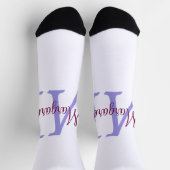 シンプル名を付け加えミニマルるモノグラムピンク赤い投げ ソックス (上部)