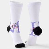 シンプル名を付け加えミニマルるモノグラムピンク赤い投げ ソックス (傾斜あり)