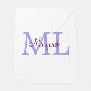 シンプル名を付け加えミニマルるモノグラムピンク赤い投げ フリースブランケット