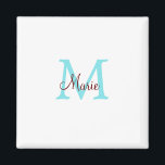 シンプル名を付け加えミニマルるモノグラムピンク赤い投げ マグネット<br><div class="desc">美しいデザイン</div>