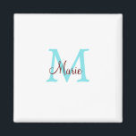 シンプル名を付け加えミニマルるモノグラムピンク赤い投げ マグネット<br><div class="desc">美しいデザイン</div>