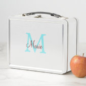 シンプル名を付け加えミニマルるモノグラムピンク赤い投げ メタルランチボックス (インサイチュ)