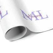 シンプル名を付け加えミニマルるモノグラムピンク赤い投げ ラッピングペーパー (ロールコーナー)