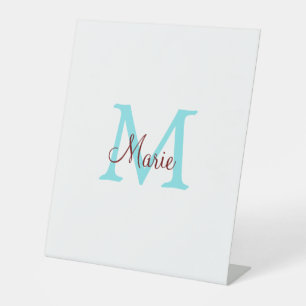 シンプル名を付け加えミニマルるモノグラムピンク赤い投げ 台座サイン