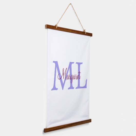 シンプル名を付け加えミニマルるモノグラムピンク赤い投げ 吊り下げ型タペストリー (傾斜あり)