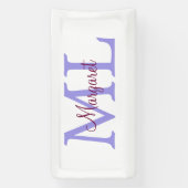 シンプル名を付け加えミニマルるモノグラムピンク赤い投げ 横断幕 (縦)