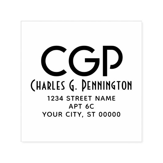 シンプル名エレガント差出人住所LGイニシャル#94 セルフインキングスタンプ (デザイン)